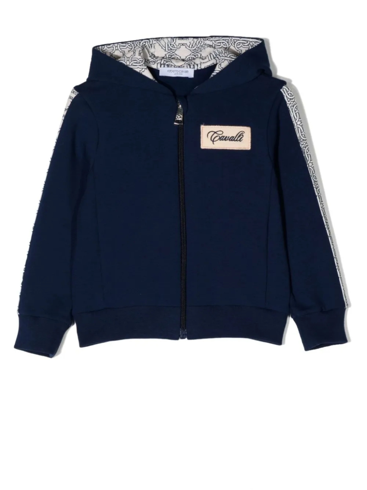 

Roberto Cavalli Junior худи на молнии с нашивкой-логотипом, синий