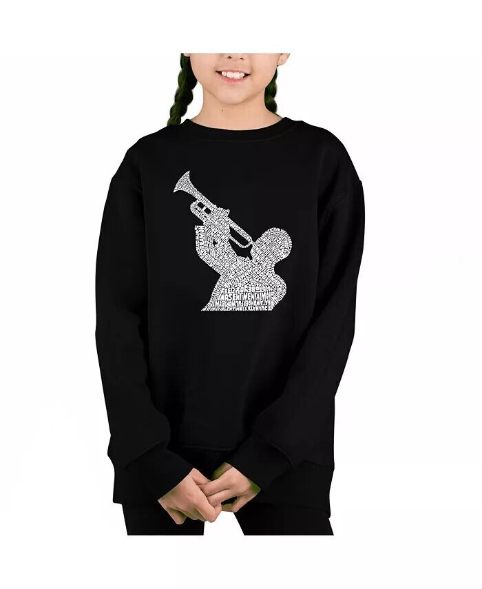 

Джазовые песни на все времена — толстовка с круглым вырезом Big Girl's Word Art La Pop Art, синий