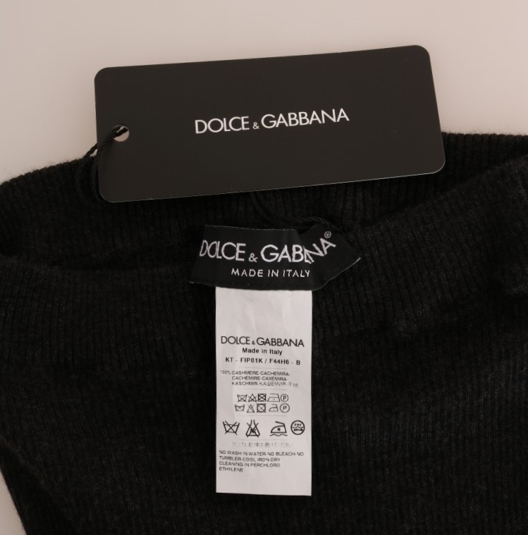 Элегантные серые кашемировые брюки с высокой талией Dolce & Gabbana — фото 4