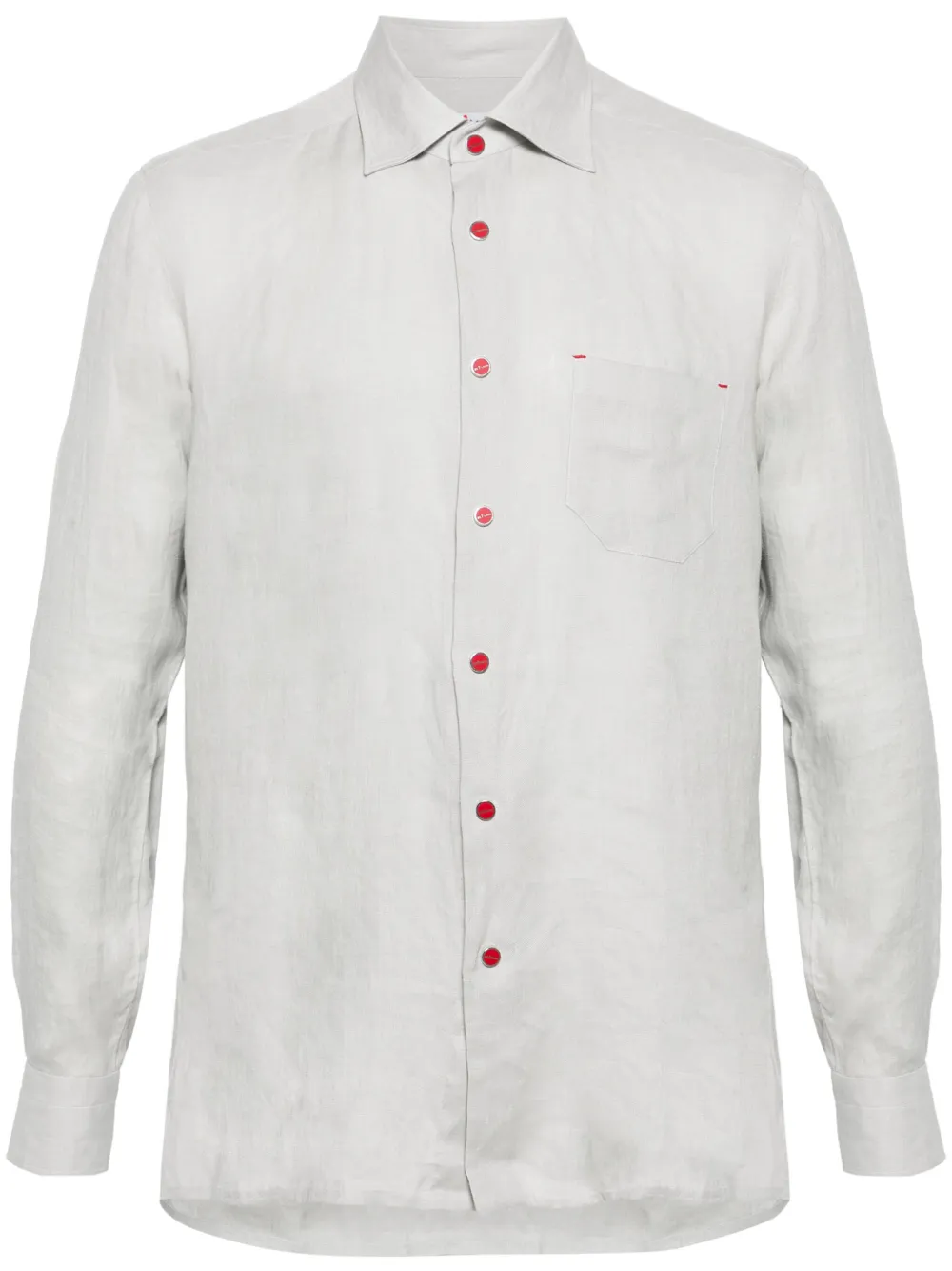 

Льняная рубашка с косым воротником Kiton, серый