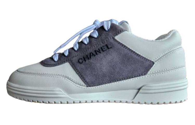 Низкие кеды для скейтбординга женские бело-серые CHANEL, серо-белые — фото 2