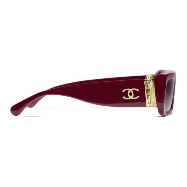 CHANEL Металлические ацетатные квадратные солнцезащитные очки Unisex Brown Red — фото 4