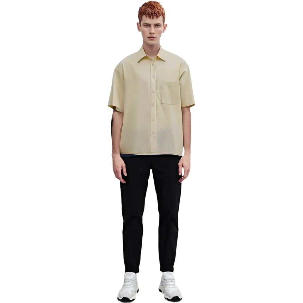 Мужская рубашка U Collection, светло-желтая Uniqlo, светло-желтый — фото 4