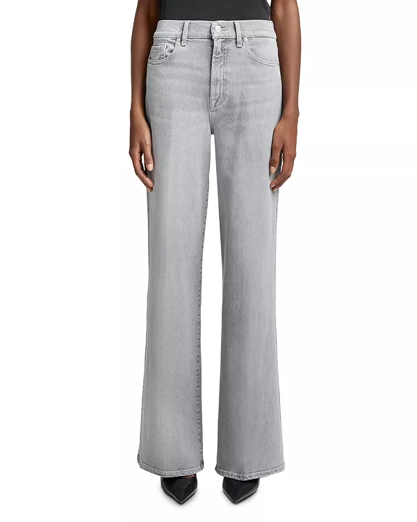 

Джинсы с высокой посадкой и расклешенными штанинами в паналу 7 For All Mankind, серый