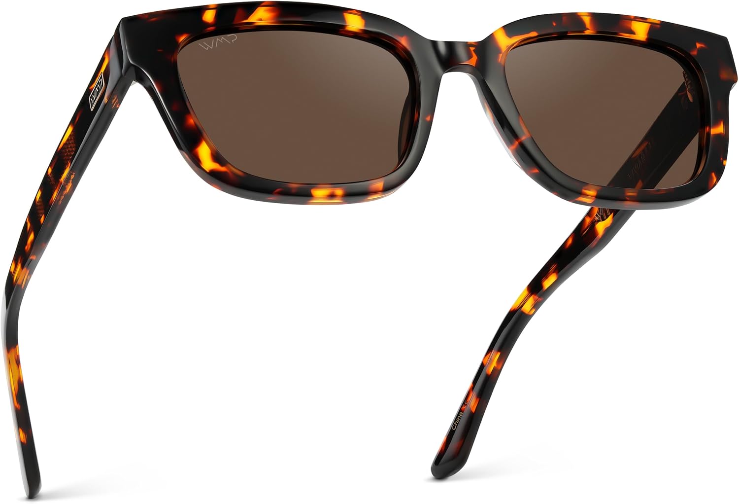 

WearMe Pro — женские поляризованные прямоугольные солнцезащитные очки, узкая ацетатная оправа, прочные 5-шарнирные застежки, ручная полировка, Ember Tortoise / Dark Brown Lens