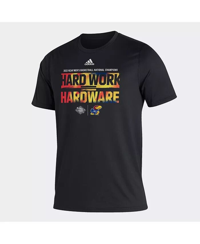 

Мужская черная мужская футболка adidas Kansas Jayhawks 2022 NCAA с участием национальных чемпионов по баскетболу March Madness Fanatics