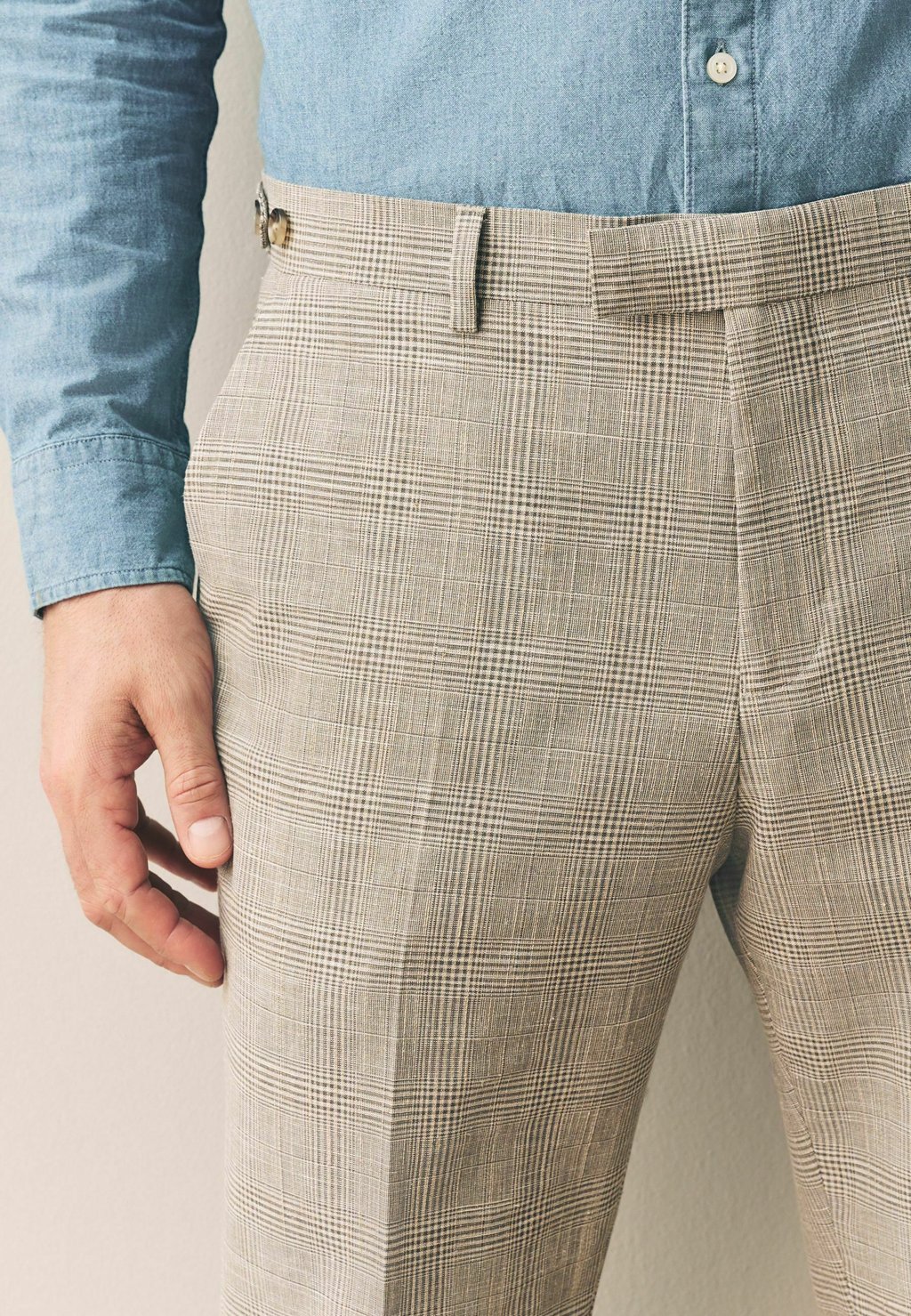 Костюмные брюки SLIM FIT TOLLEGNO Next, бежевый — фото 4