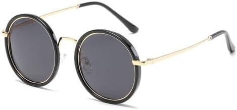 

Поляризованные солнцезащитные очки 2027 года, круглые солнцезащитные очки для женщин, винтажные ретро-моды, стильные солнцезащитные очки в коробке, женские MTZJH, C01 Black Gray