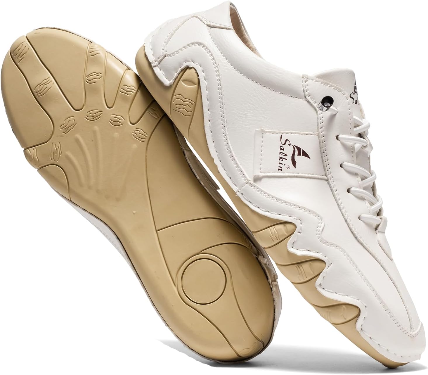 

Мужские удобные обувь для ходьбы, модная, легкая, с нулевым перепадом, эластичные на шнуровке, слипоны, повседневные обувь для вождения Eggdk, белый