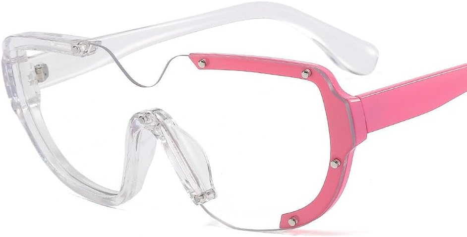 

Солнцезащитные очки в двухцветной оправе без оправы для женщин и мужчин в стиле панк, роскошные солнцезащитные очки с защитой от УФ-излучения UV400 и цельными линзами, мужские и женские DSXLY, Pink Transparent