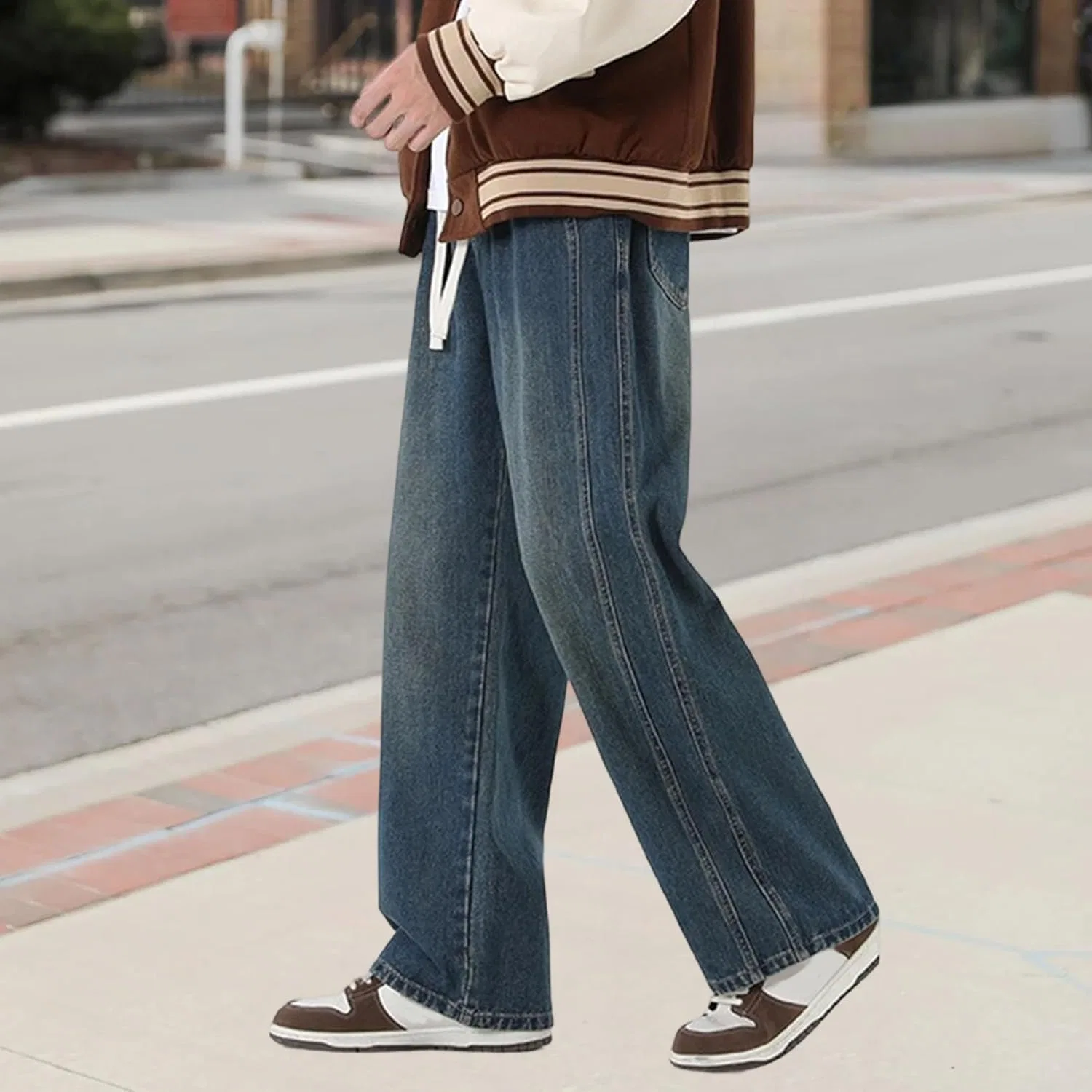 Джинсы прямого кроя Men Denim Pants, синие — фото 4