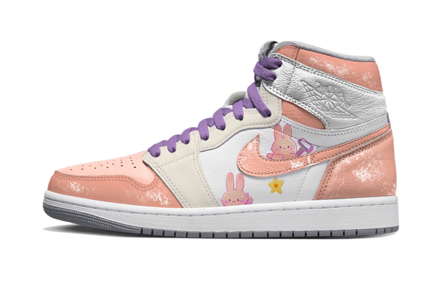 

Кроссовки Air JORDAN 1 Vintage Basketball Shoes Unisex High-Top Gray White/Pink