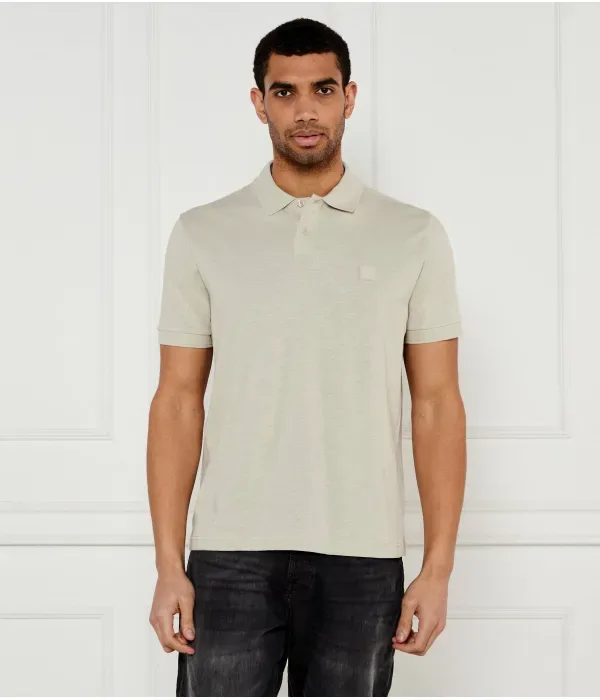Поло Pe_linenlogo regular fit Boss Orange, бежевый