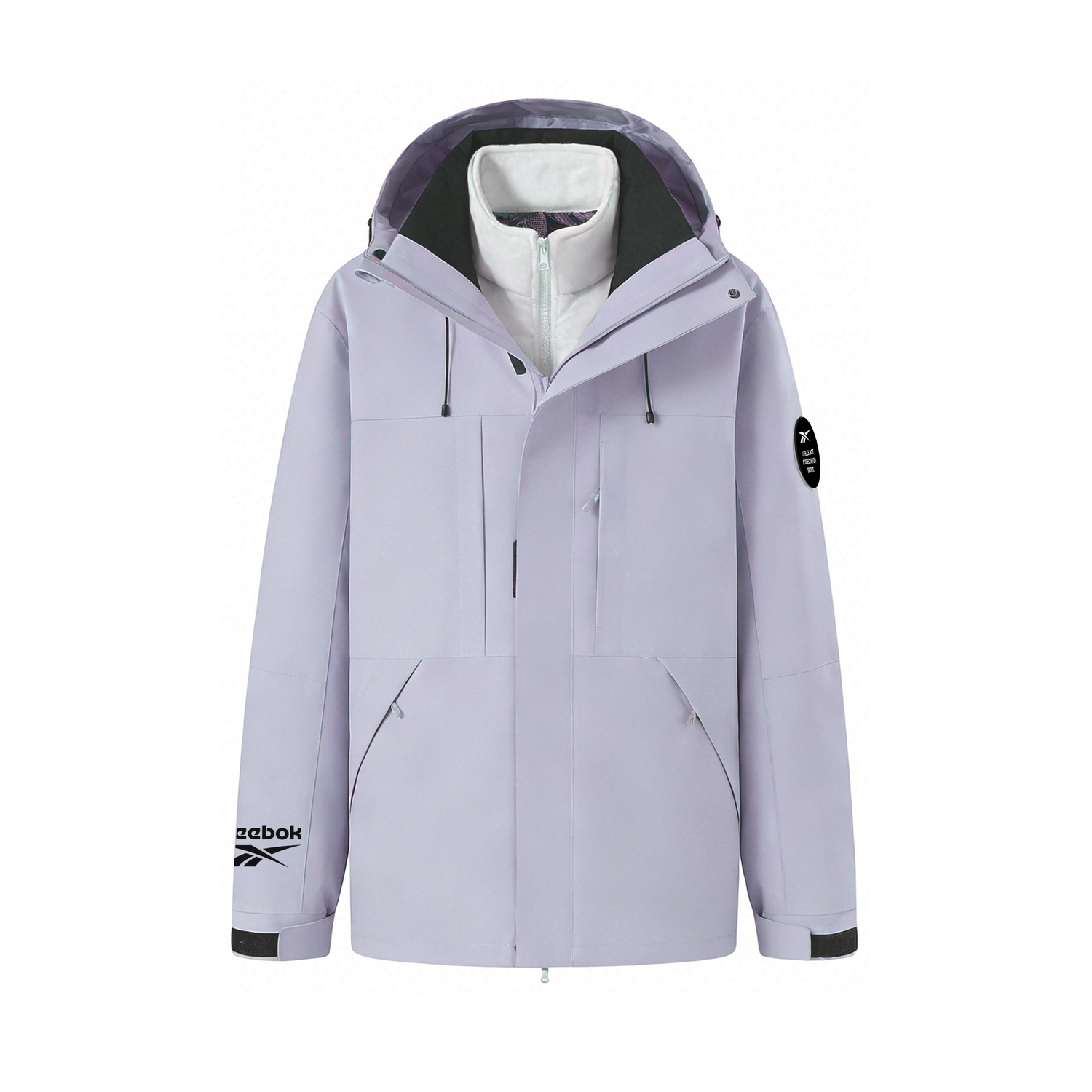 

Куртка Unisex Hooded Moderate Reebok, белый rattan фиолетовый (3-in-1 down liners)