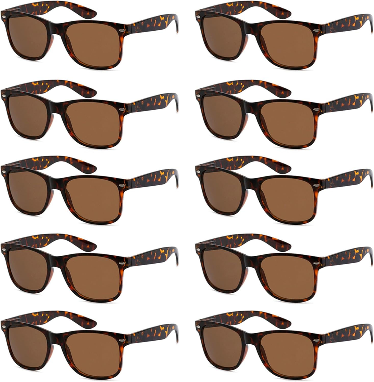 

Солнцезащитные очки с защитой от УФ-излучения для мужчин и женщин – легкие и прочные, унисекс, в стиле ретро 80-х, с гибкими шарнирами, упаковка из 10 штук Got Shades, Classic Tortoise | Brown