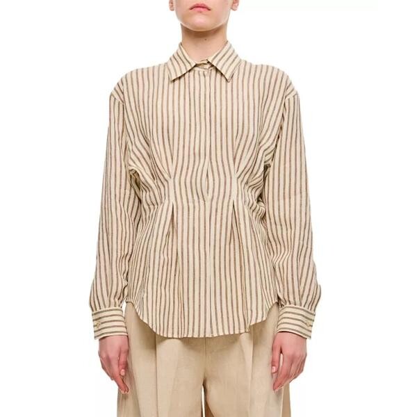 

Футболка eritrea striped linen shirt Max Mara, бежевый