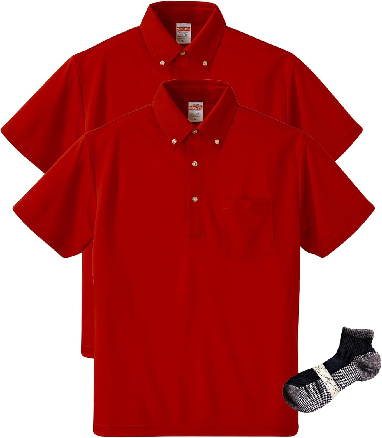 

Мужская спортивная рубашка-поло UnitedAthle 592101 Dry с карманами, 113 г (на пуговицах) United Athle, красный