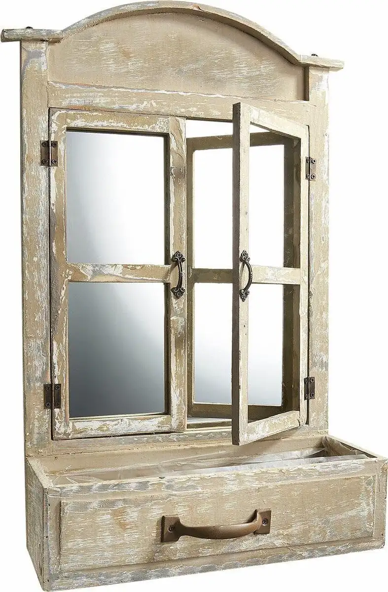 

Свободное декоративное зеркало, настенное зеркало, с полкой Locker 36х54х13 см, серо-коричневый