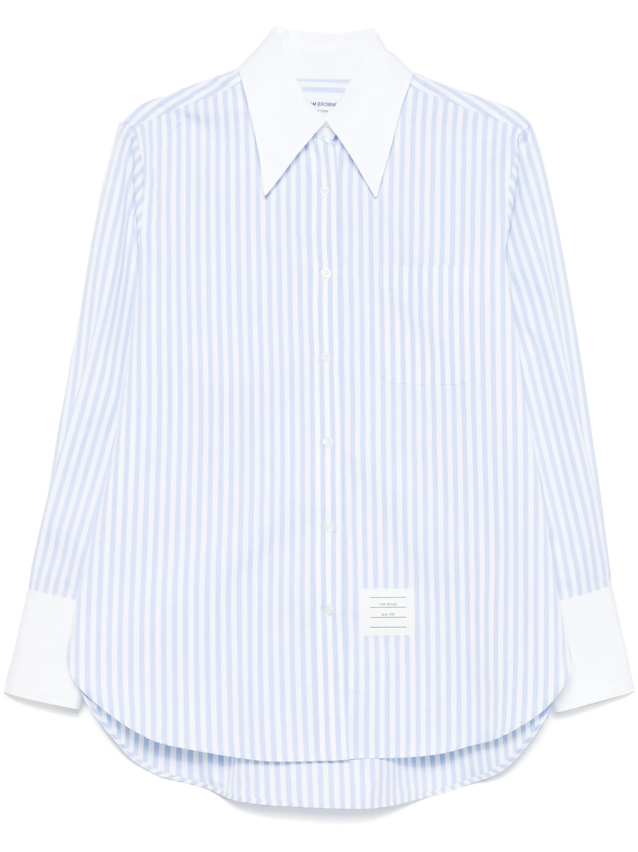 

Поплиновая рубашка в полоску Thom Browne, синий