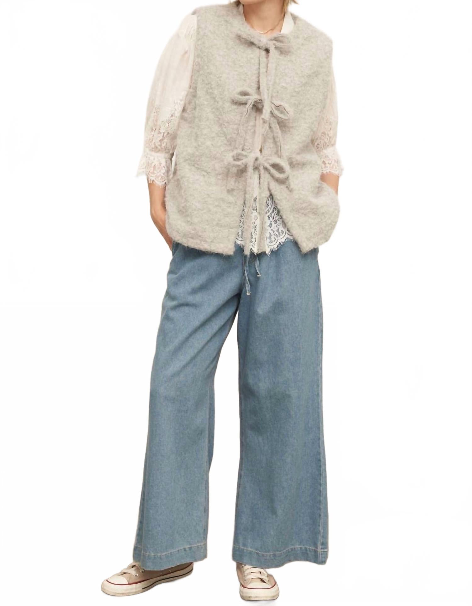 

EN CREME Жилет-свитер с завязками спереди, серый