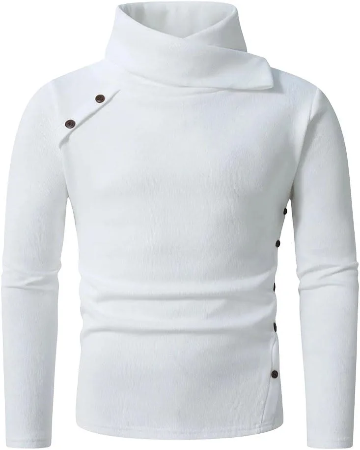 

Мужской белый водолазный свитер Black Pullover British Style