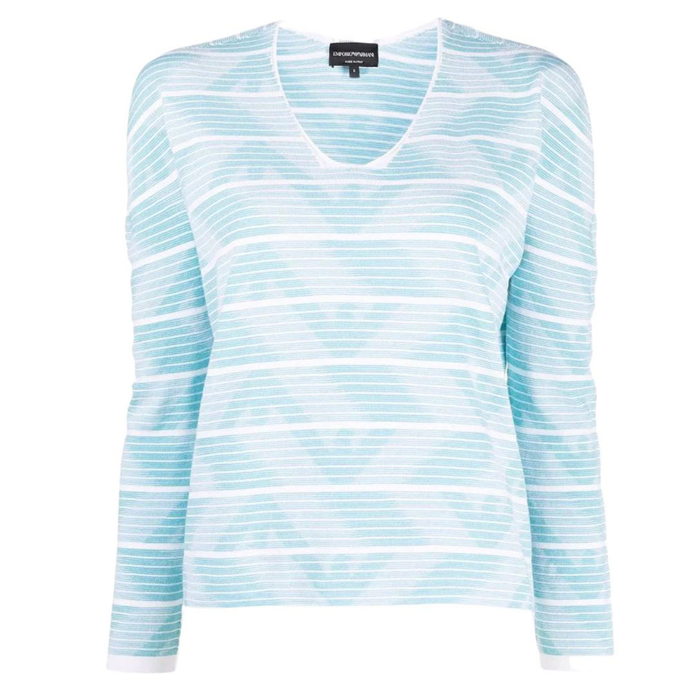 

Джемпер с принтом и круглым вырезом EMPORIO ARMANI, синий