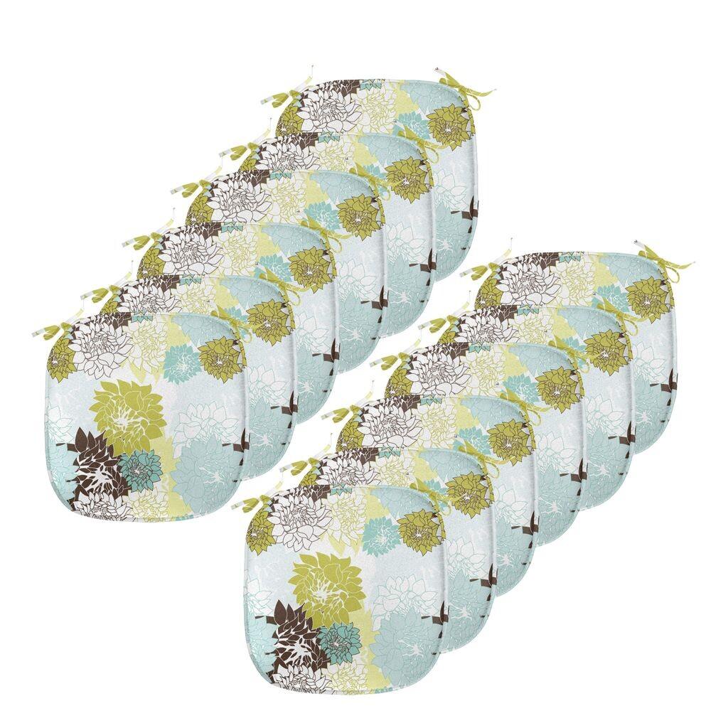 

Подушки на обеденный стул ABAKUHAUS с цветочным принтом, дикие листья пастельных тонов, декоративная водонепроницаемая подушка с ремнями для кухонных сидений, 40 см x 40 см — упаковка из 12 шт., желто-зеленый, нежно-голубой