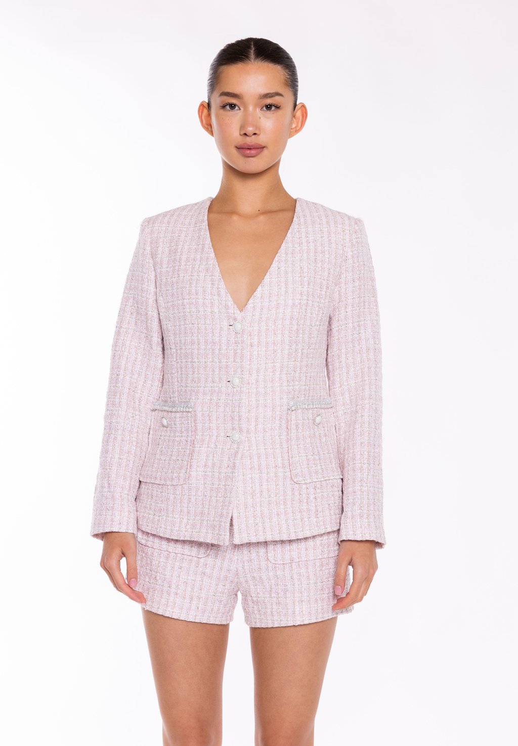 

Блейзер TWEED COLLARLESS Glamorous, розовый