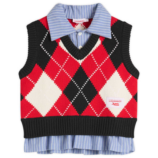 

Стильный укороченный жилет Charles Jeffrey Loverboy, красный argyl