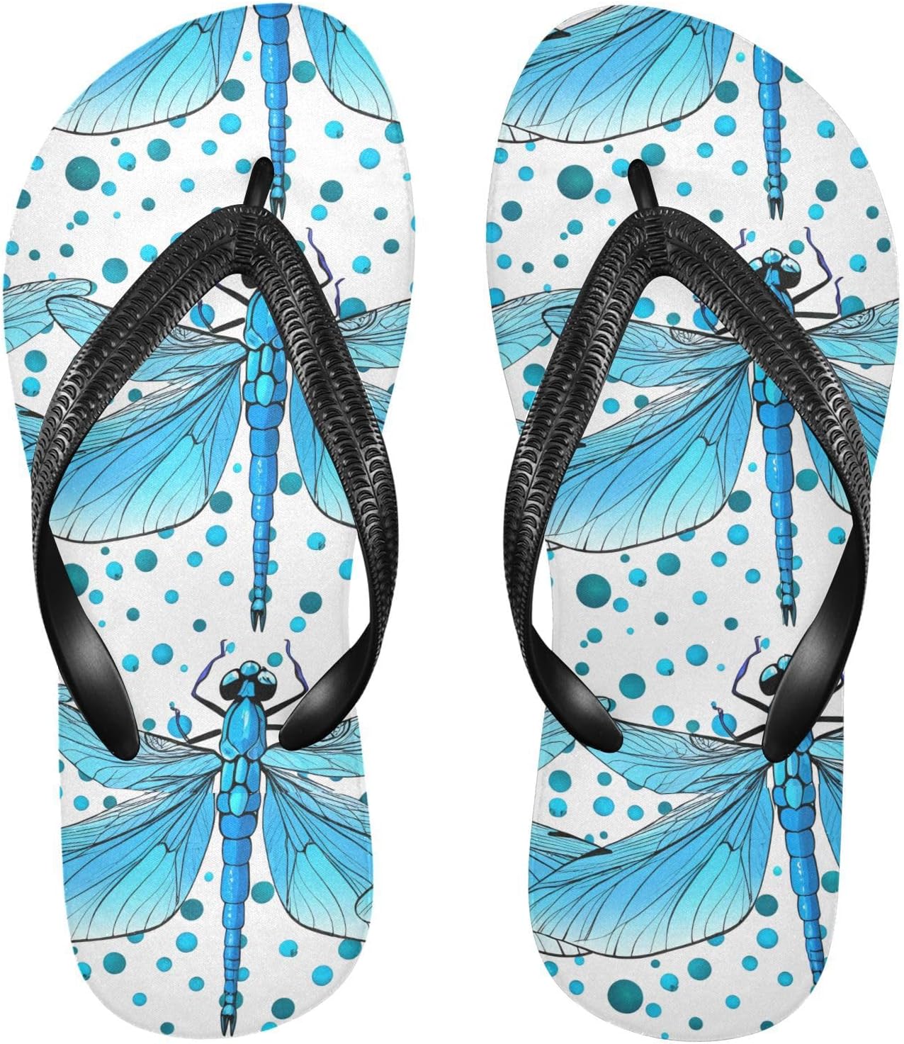 

Вьетнамки с рисунком стрекозы и горошка, бирюзовые, пляжные, резиновые, с нескользящей подошвой, летние тапочки для ходьбы для женщин и мужчин Sinestour