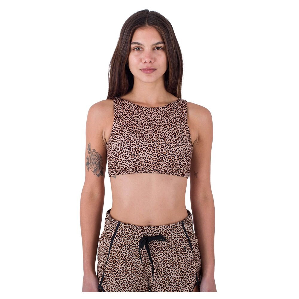 

Топ бикини Hurley Max Leopard High Neck 2 Way, коричневый