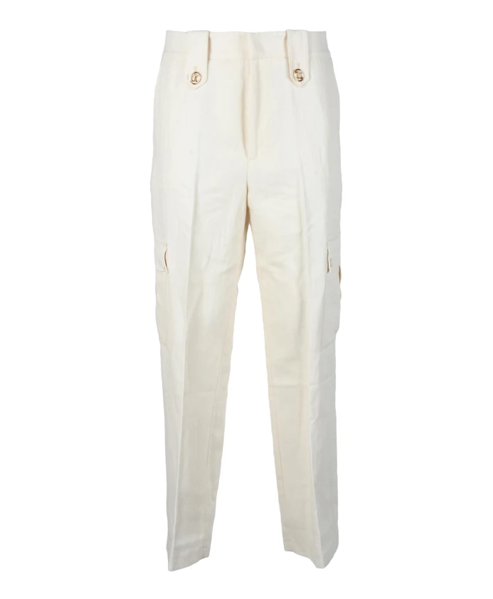 

Льняные брюки-карго с высокой талией Twinset, белый