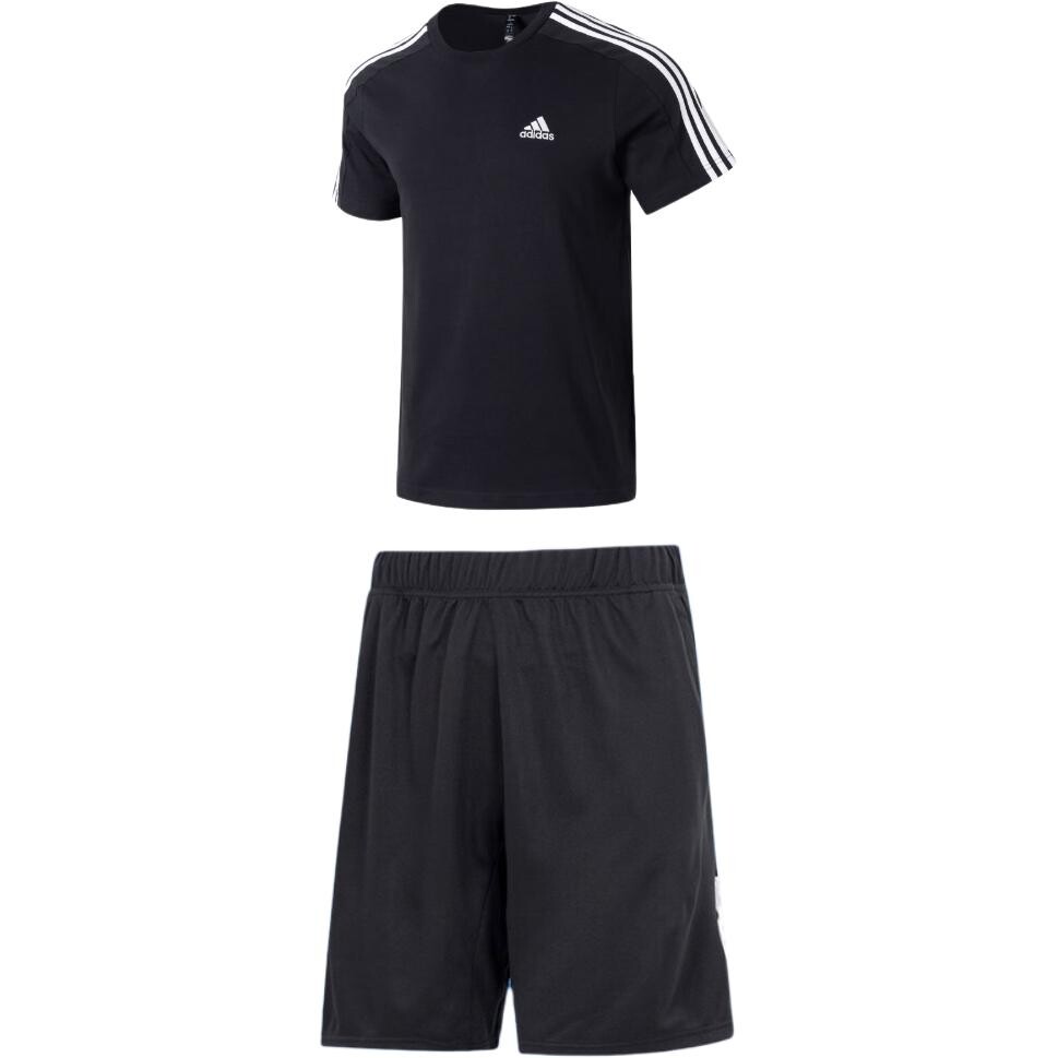 

Повседневный спортивный мужской спортивный костюм черный Adidas, черный