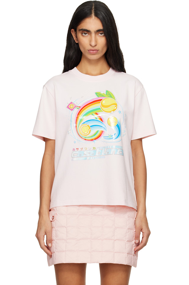 

Футболка с коротким рукавом и изображением теннисного мяча в стиле манга Casablanca, розовый