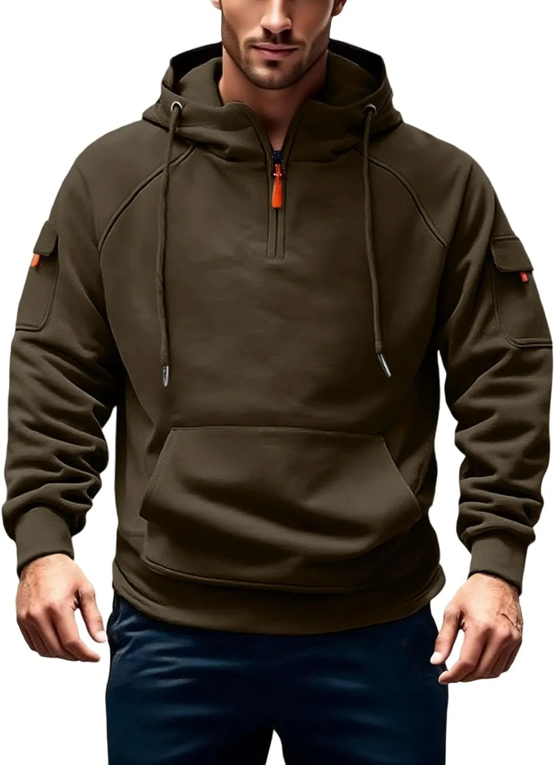 

Tactical Hoodies для мужчин Fleece Sweatshirt с четвертью молнией evzosrz