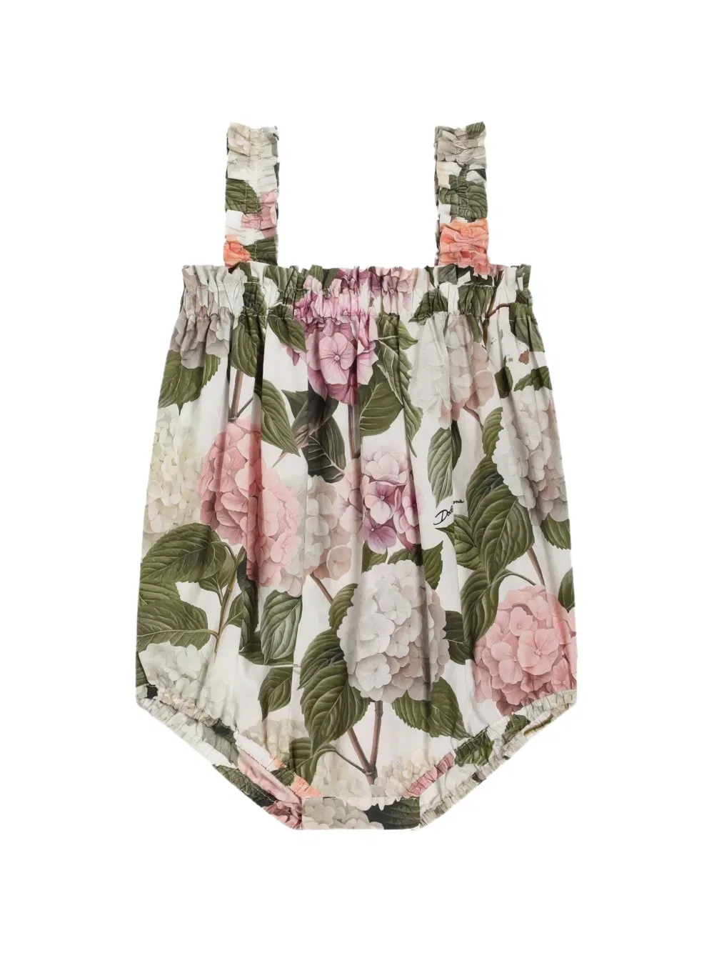 Комбинезон из поплина с принтом гортензий Dolce & Gabbana Kids, белый