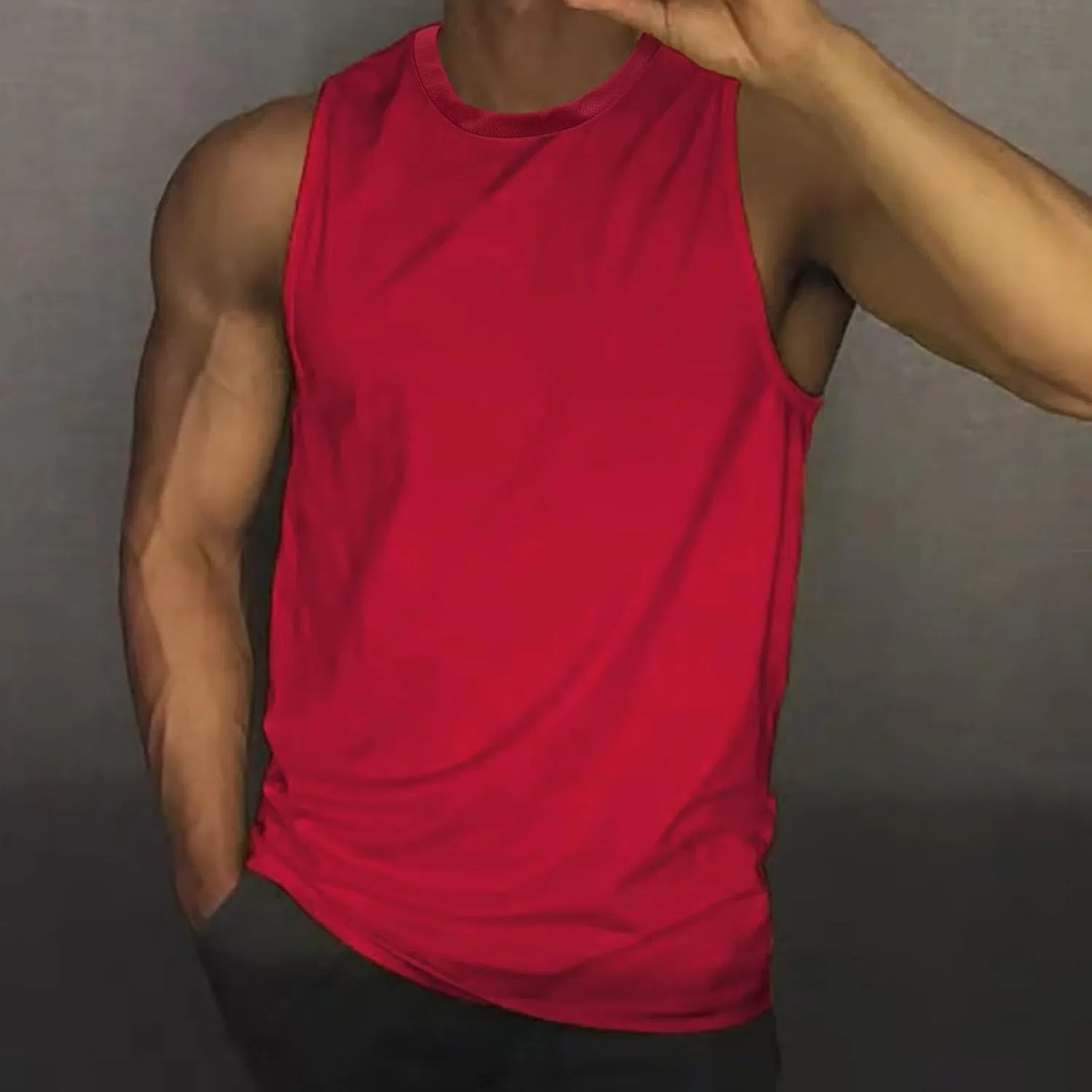 Мужской топ для тренировок Athletic Quick Dry Fitness Tank Top, Red — фото 2
