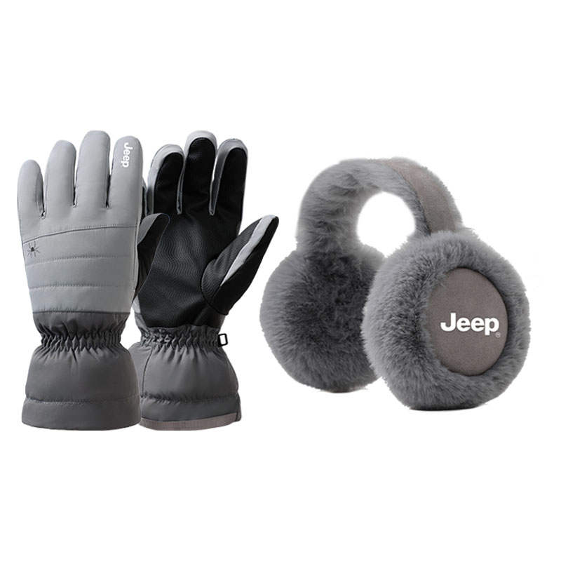 

Спортивные перчатки мужские из полиэстера, ткани и эластана Jeep, светло-серый