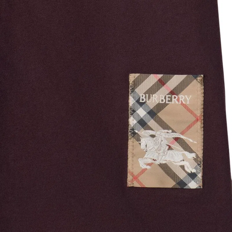 Футболка Burberry хлопковая бордовая с лейблом — фото 4