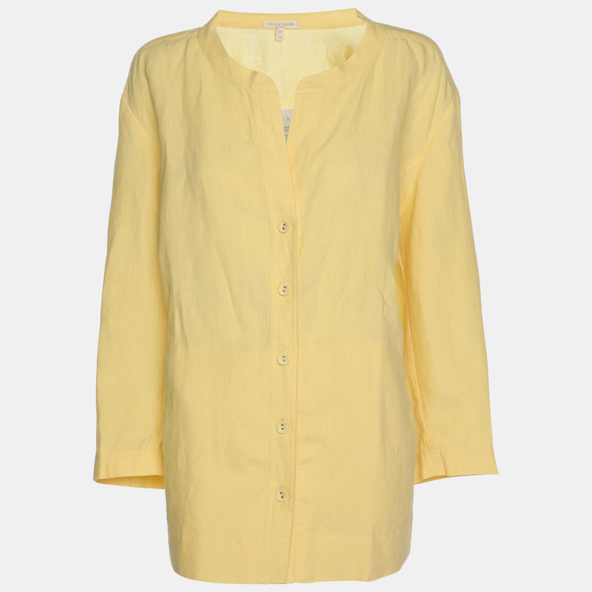 

Eileen Fisher Рубашка из органического льна желтого цвета от Эйлин Фишер