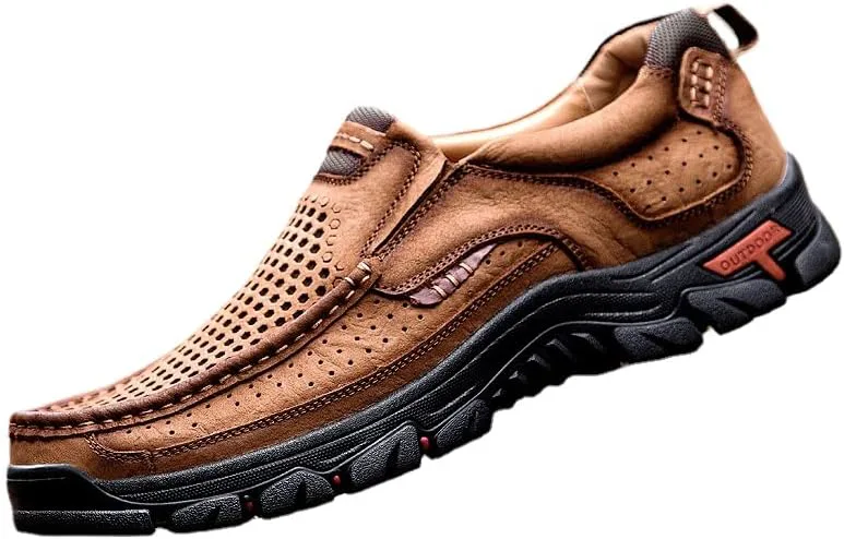 

Мужские слипоны AINIJIA&HOLO из кожи, большие размеры, рабочие туфли, ручная работа, повседневная и походная обувь, обувь для папы для улицы, коричневый