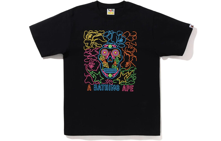 

Футболка BAPE Halloween Neon Mexican Skull A Bathing Ape, черный