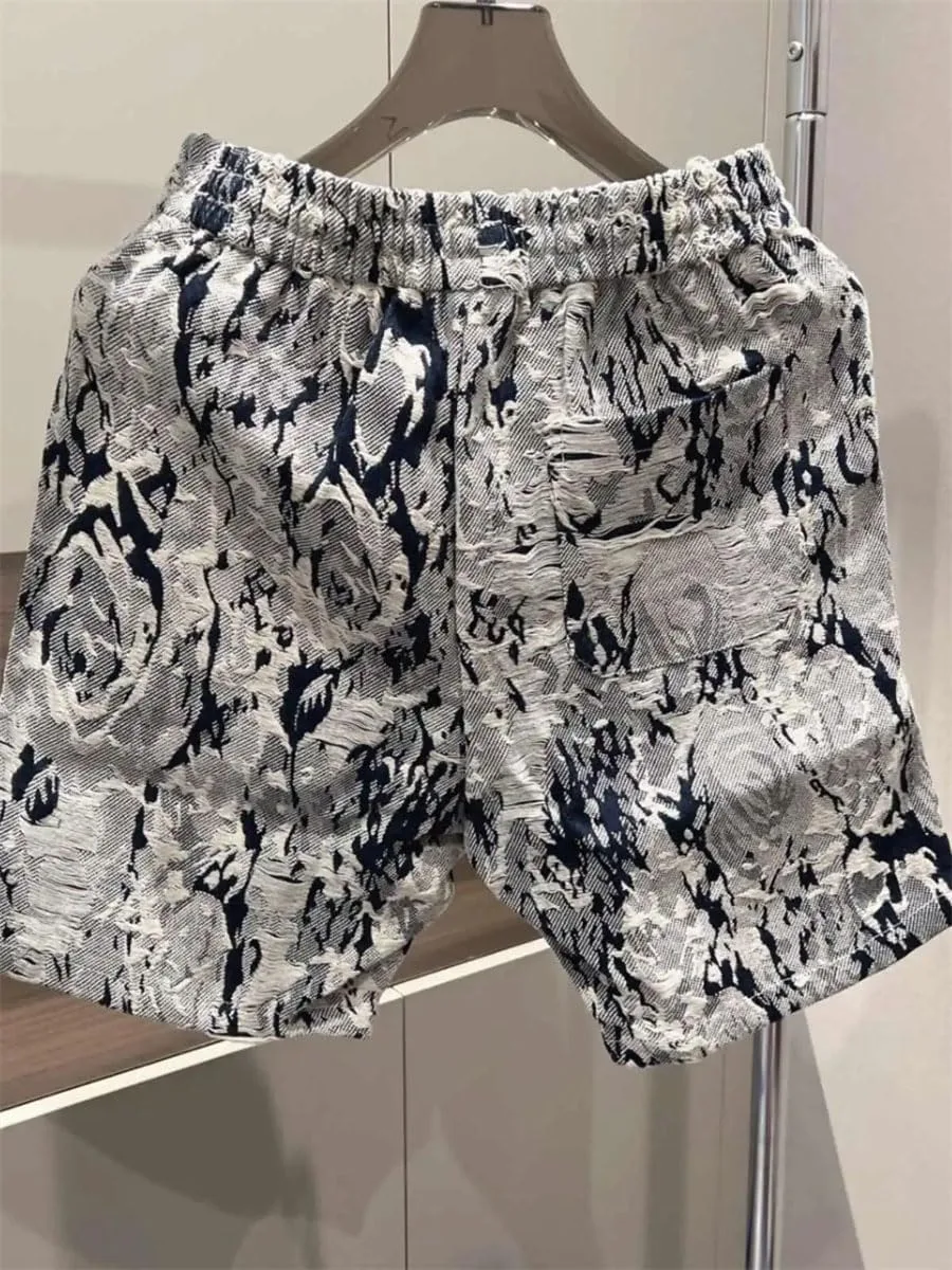 Мужские шорты Casual с принтом Tie Dye, эластичным поясом и карманами — фото 3