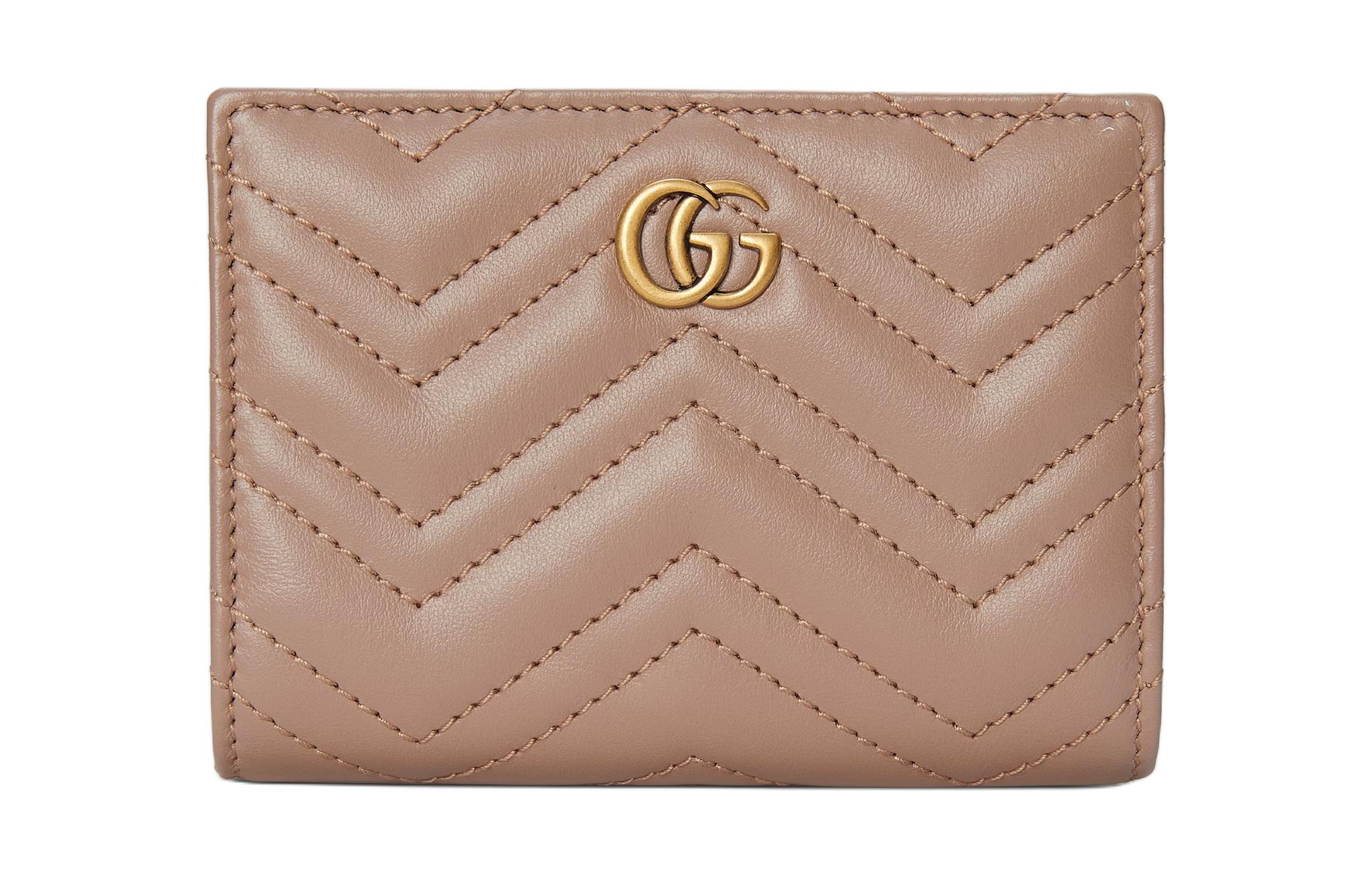 

GUCCI Женский кожаный кошелек GG Marmont, серо-розовый
