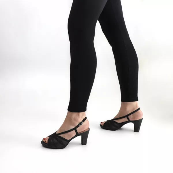 Женские босоножки на каблуке с открытой пяткой Starlight Easy Street, цвет black satin — фото 3