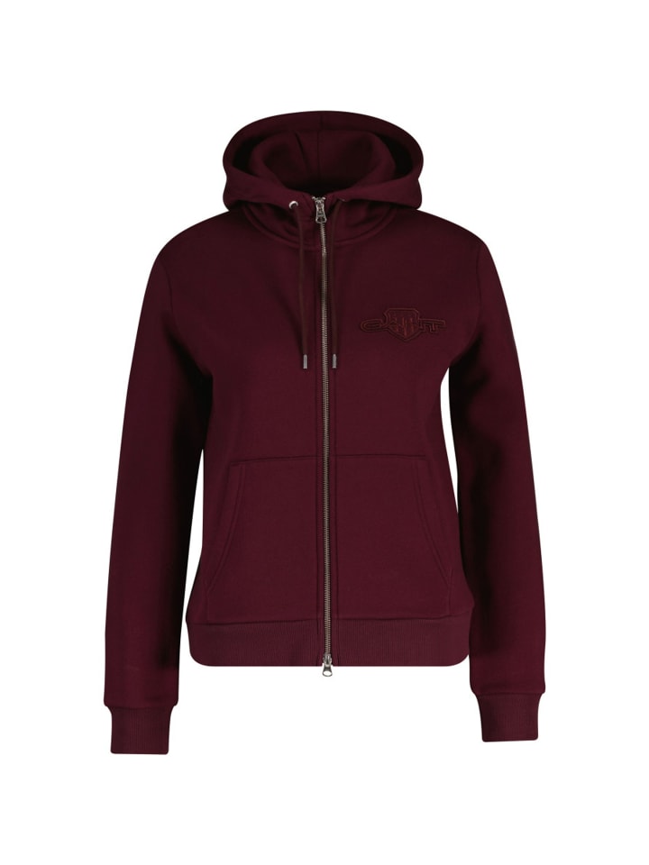 

Толстовка с капюшоном на молнии REG TONAL SHIELD в цвете Сливовое вино Gant