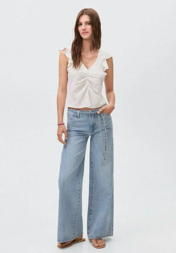 Подростковые джинсы свободного кроя Mango Kids, Light Blue