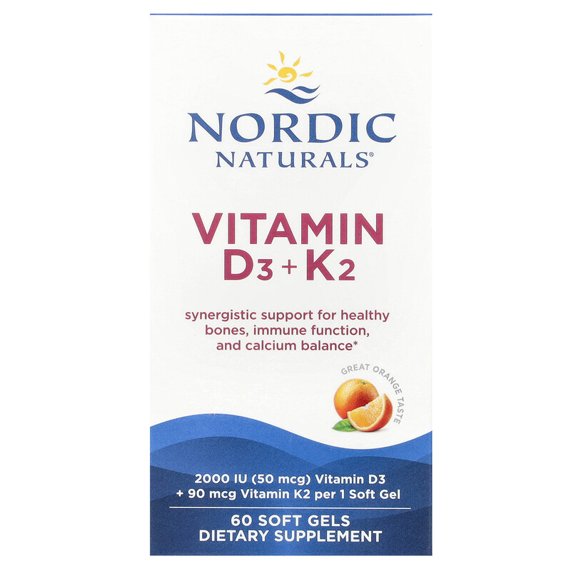 

Nordic Naturals, Vitamin D3 + K2, Great Orange, 60 Soft Gels