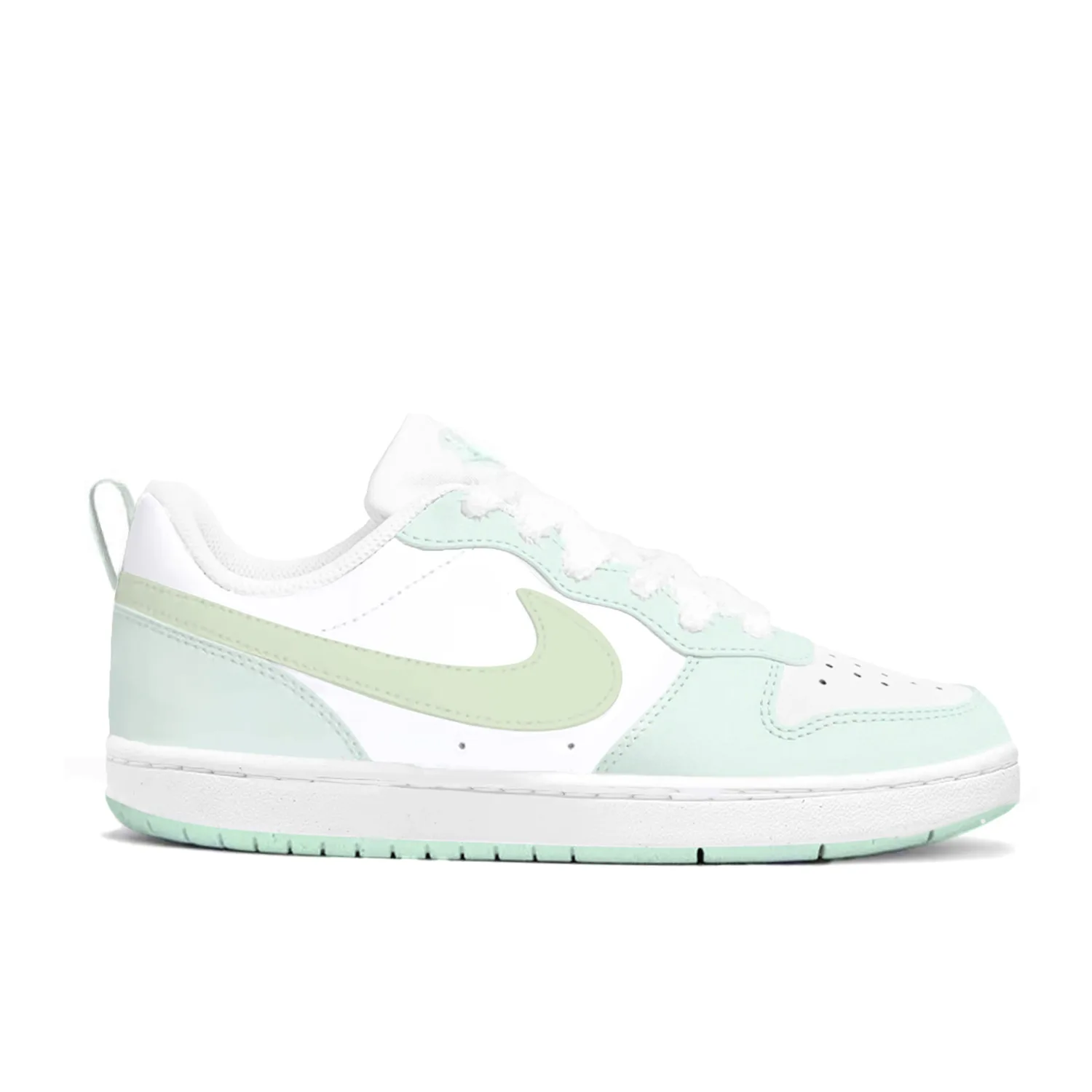 Nike Кроссовки для скейтбординга Court Borough Little Lucky с амортизацией и устойчивостью к истиранию, низкие, цвет Mint Green, для подростков — фото 3