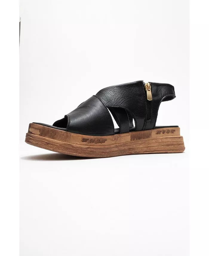 Levine Кожаные Сандалии с Пряжкой и Боковой Молнией (Женские) Forever & Always Shoes, черный — фото 4
